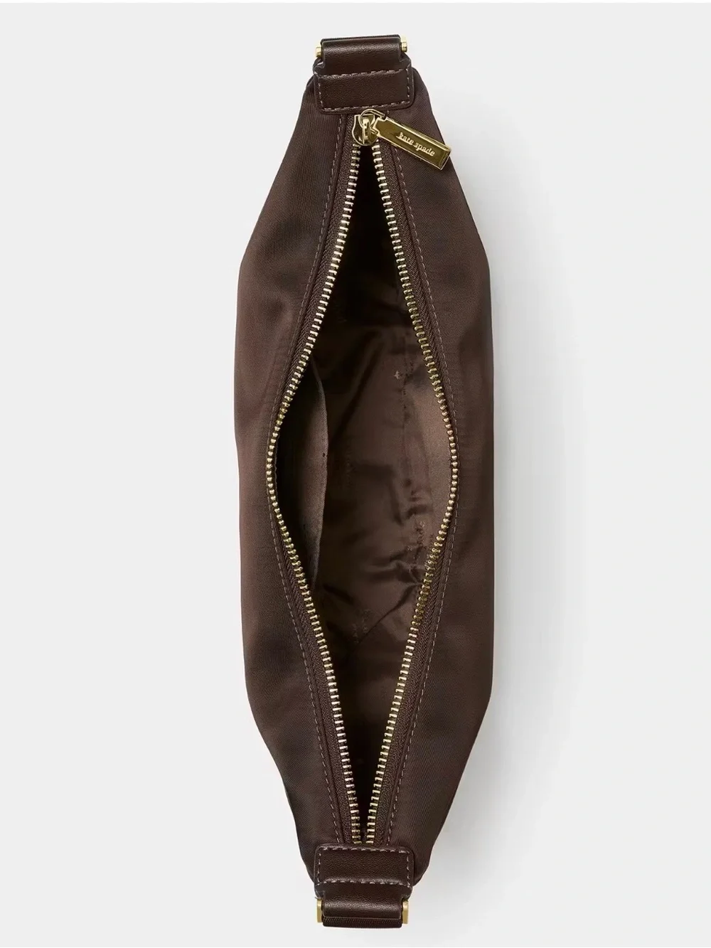 New KATE SPADE Carter Nylon Sling Crossbody Crescent Bag - Brown Hot Fudge